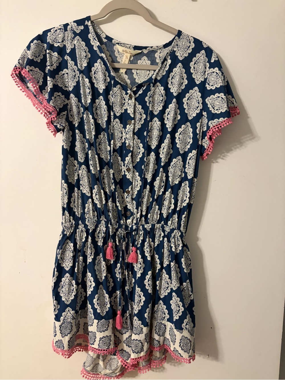 Matilda Jane Navy & Pink Printed Short Sleeve Romper